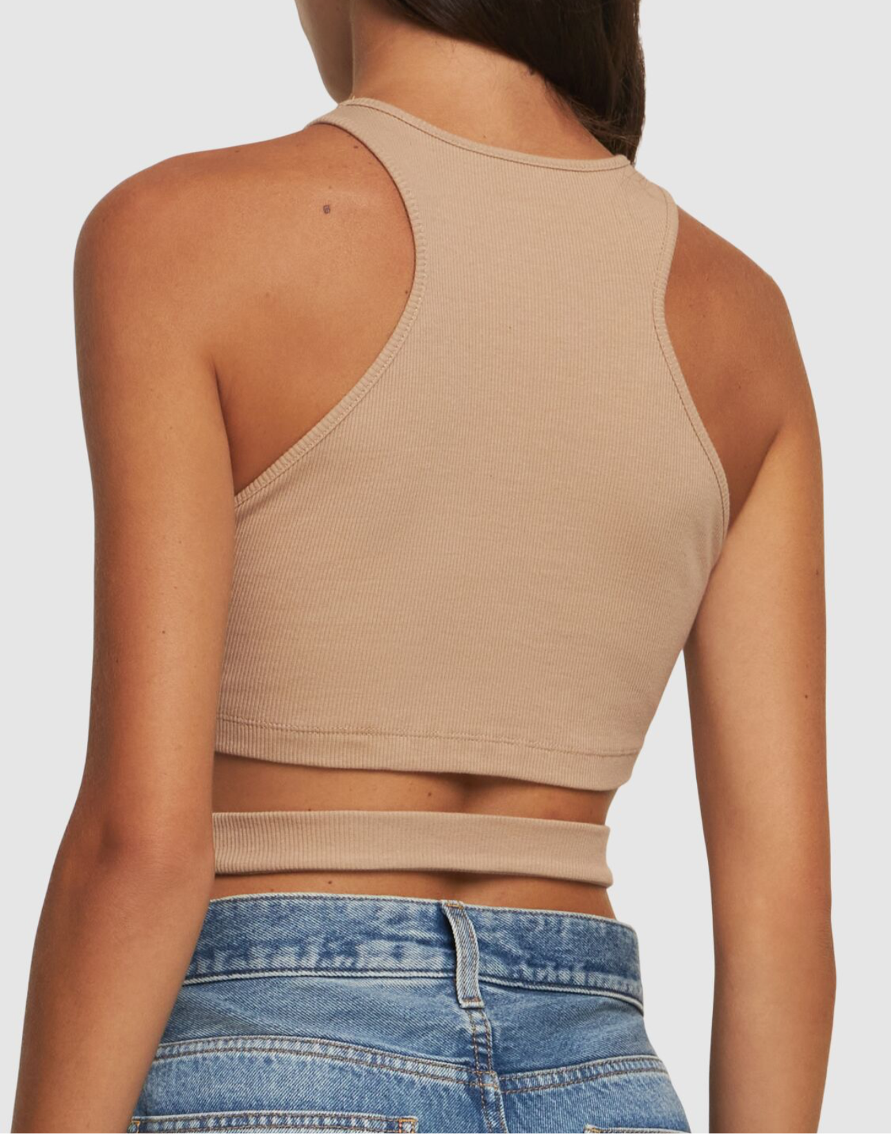 RIBBED COTTON JERSEY CROP TOP