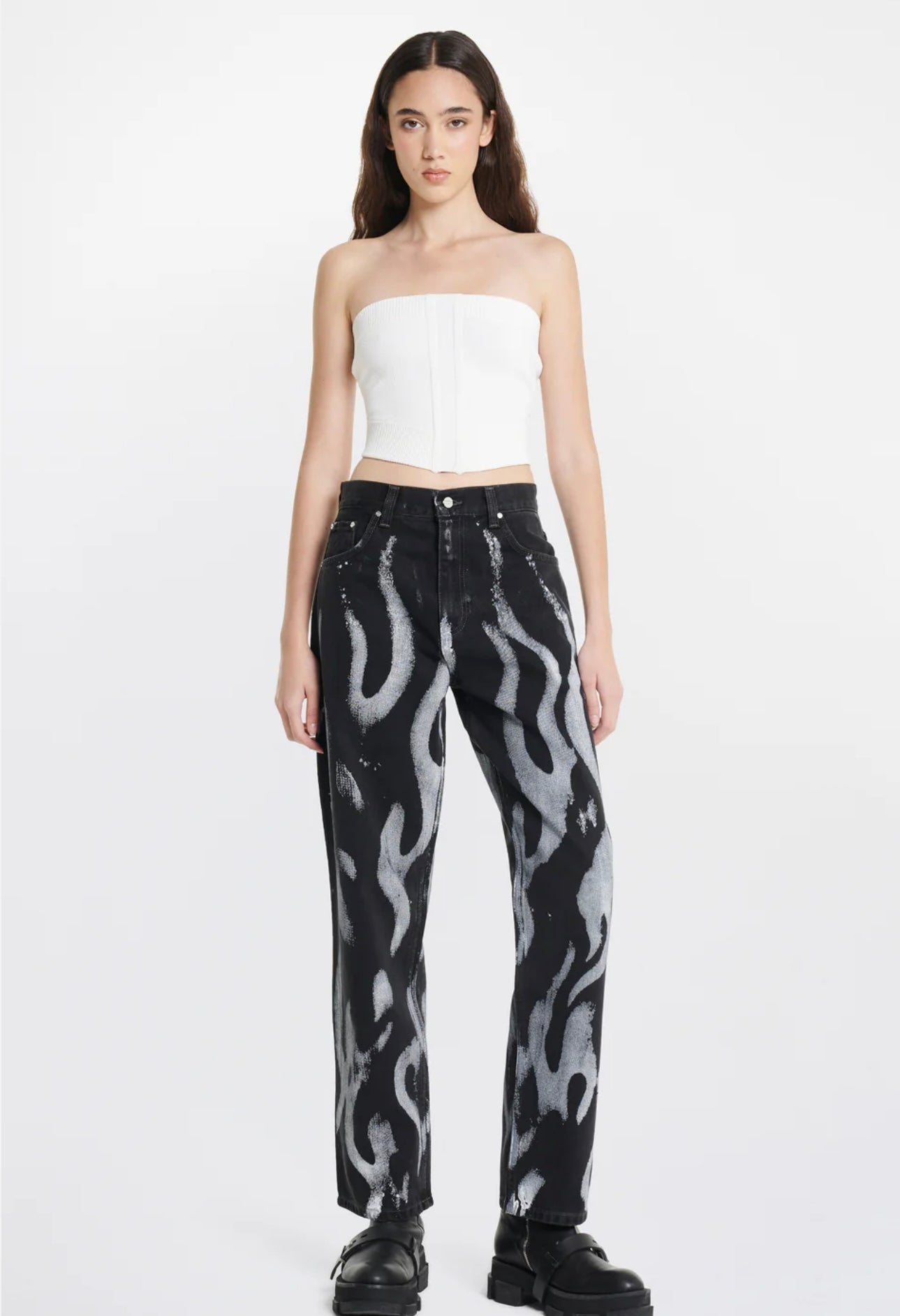 FLAME PRINT BLACK JEAN
