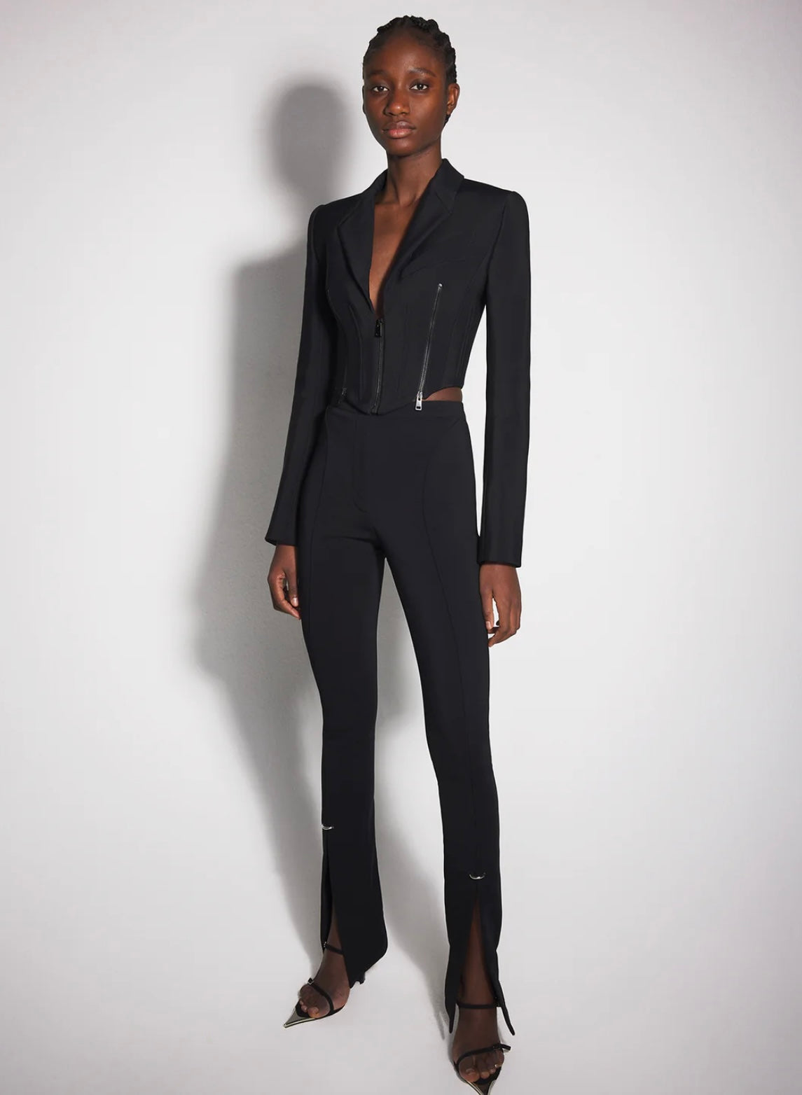 BLACK ZIPPED WOOL JACKET