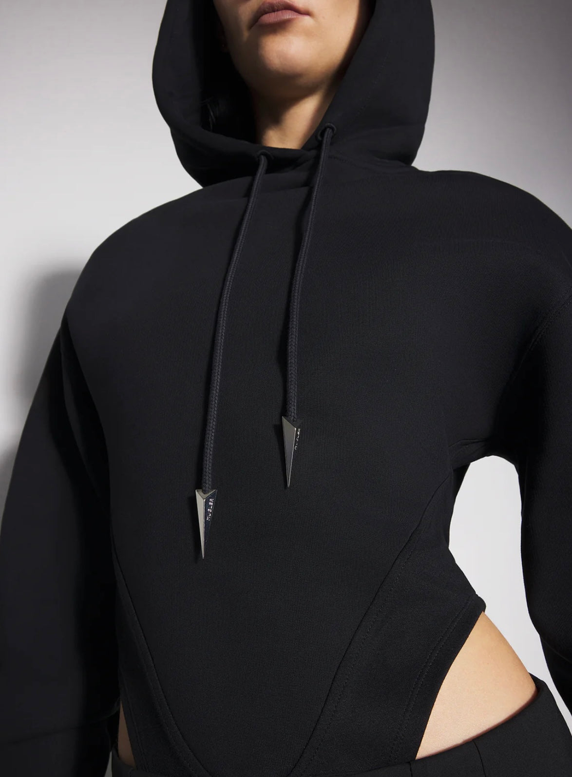 BLACK FLEECE HOODIE BODYSUIT