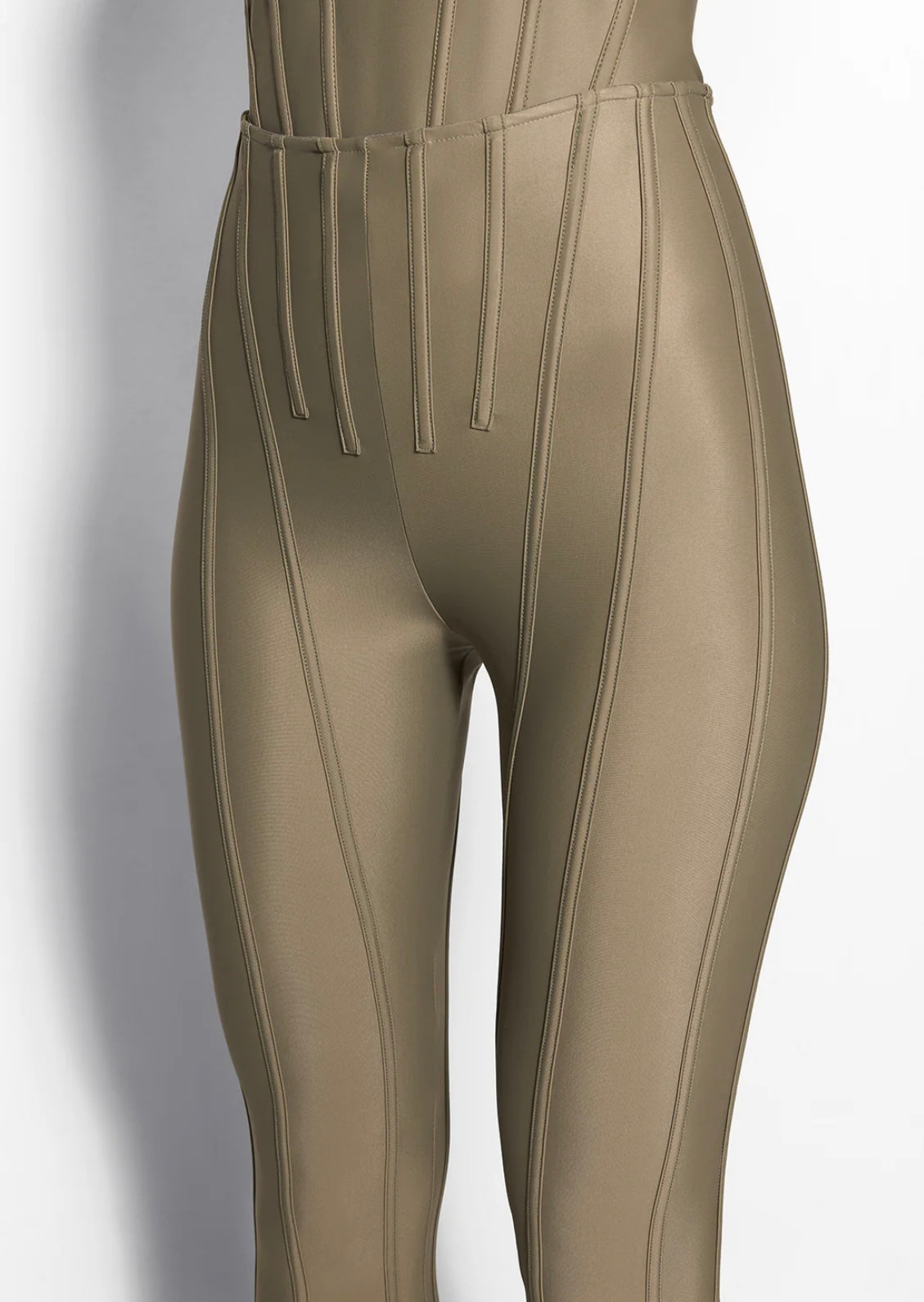 KHAKI CORSETED LEGGINGS