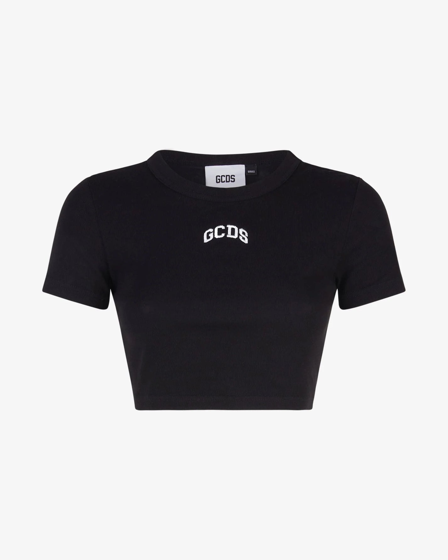 GCDS LOUNGE LOGO CROP TSHIRT BLACK