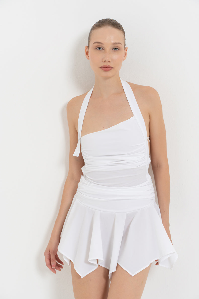 WHITE PIKE MINI DRESS