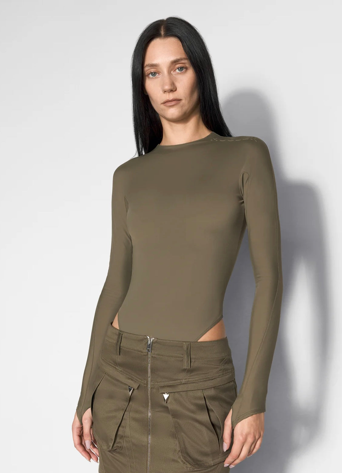 KAKI SHOULDER LOGO BODYSUIT