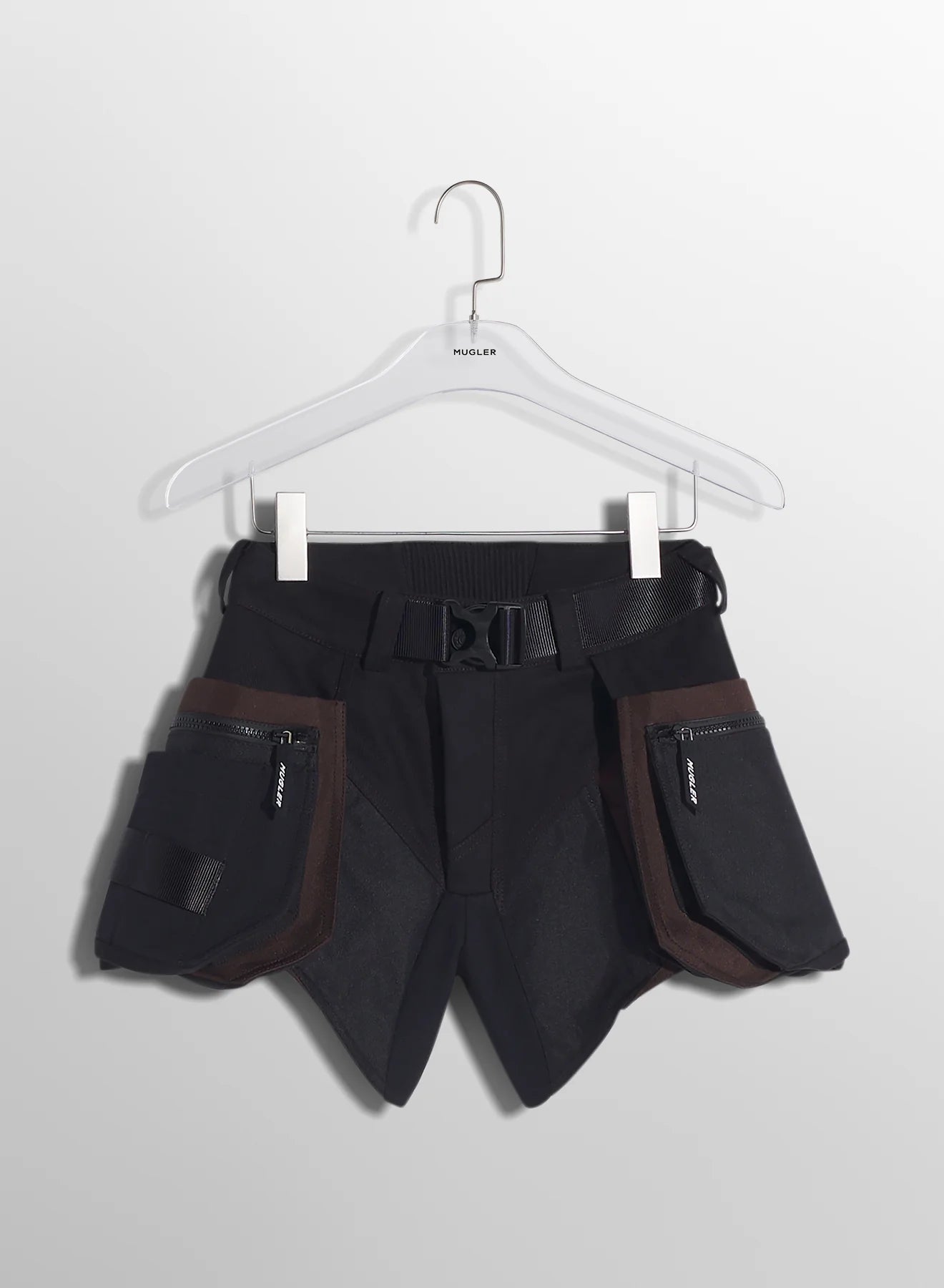 BLACK/BROWN TECHNICAL FABRIC CARGO SHORTS