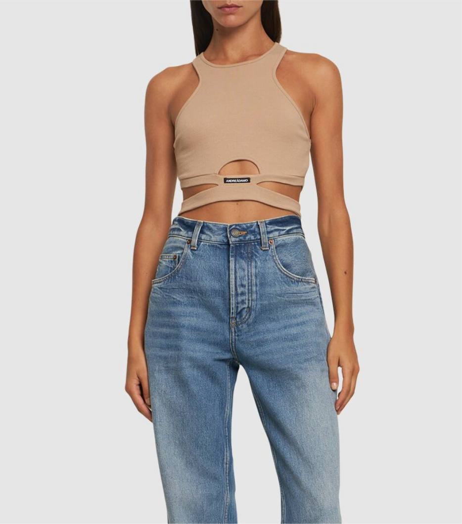 RIBBED COTTON JERSEY CROP TOP
