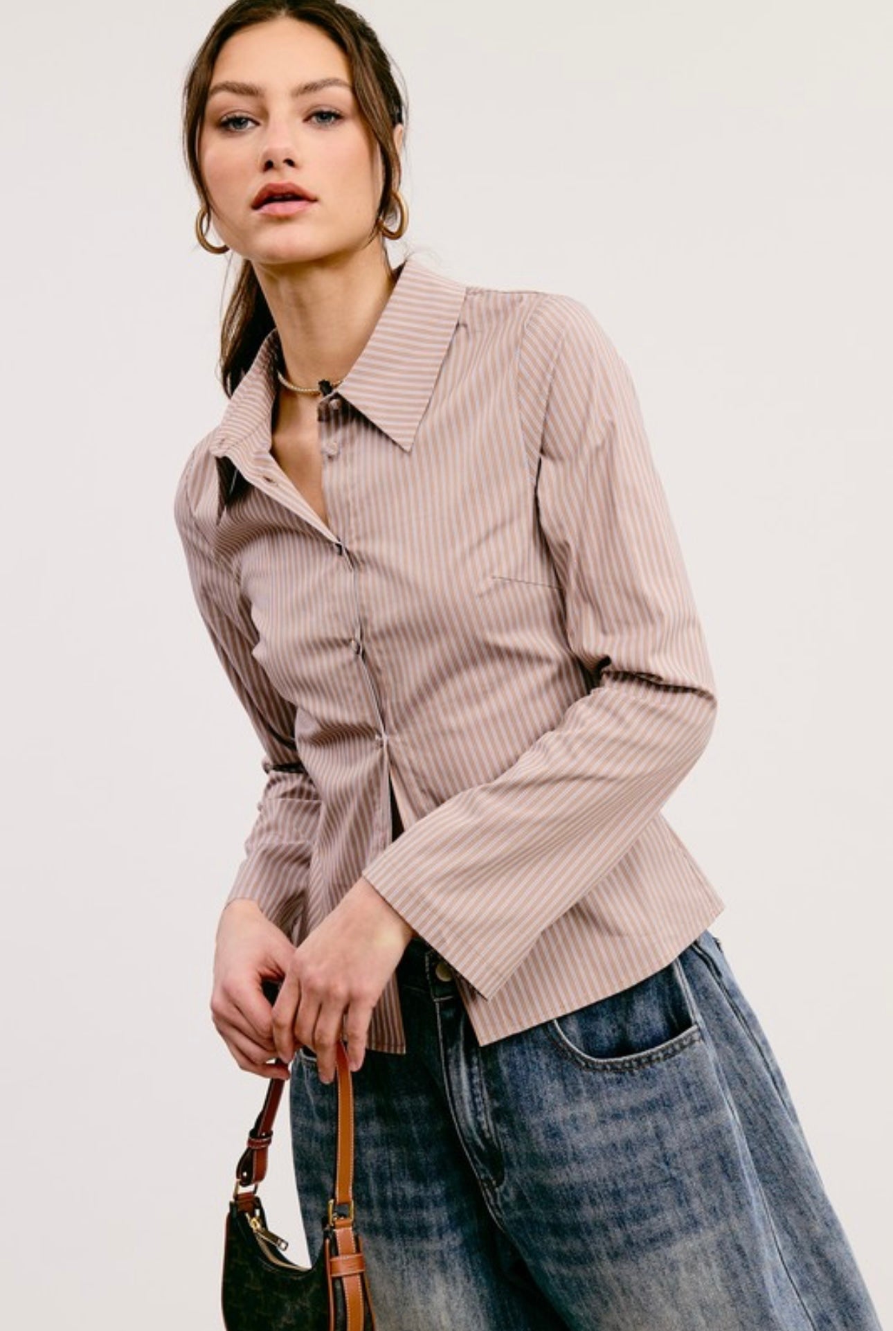 STRIPPED BEL CAMI TAN