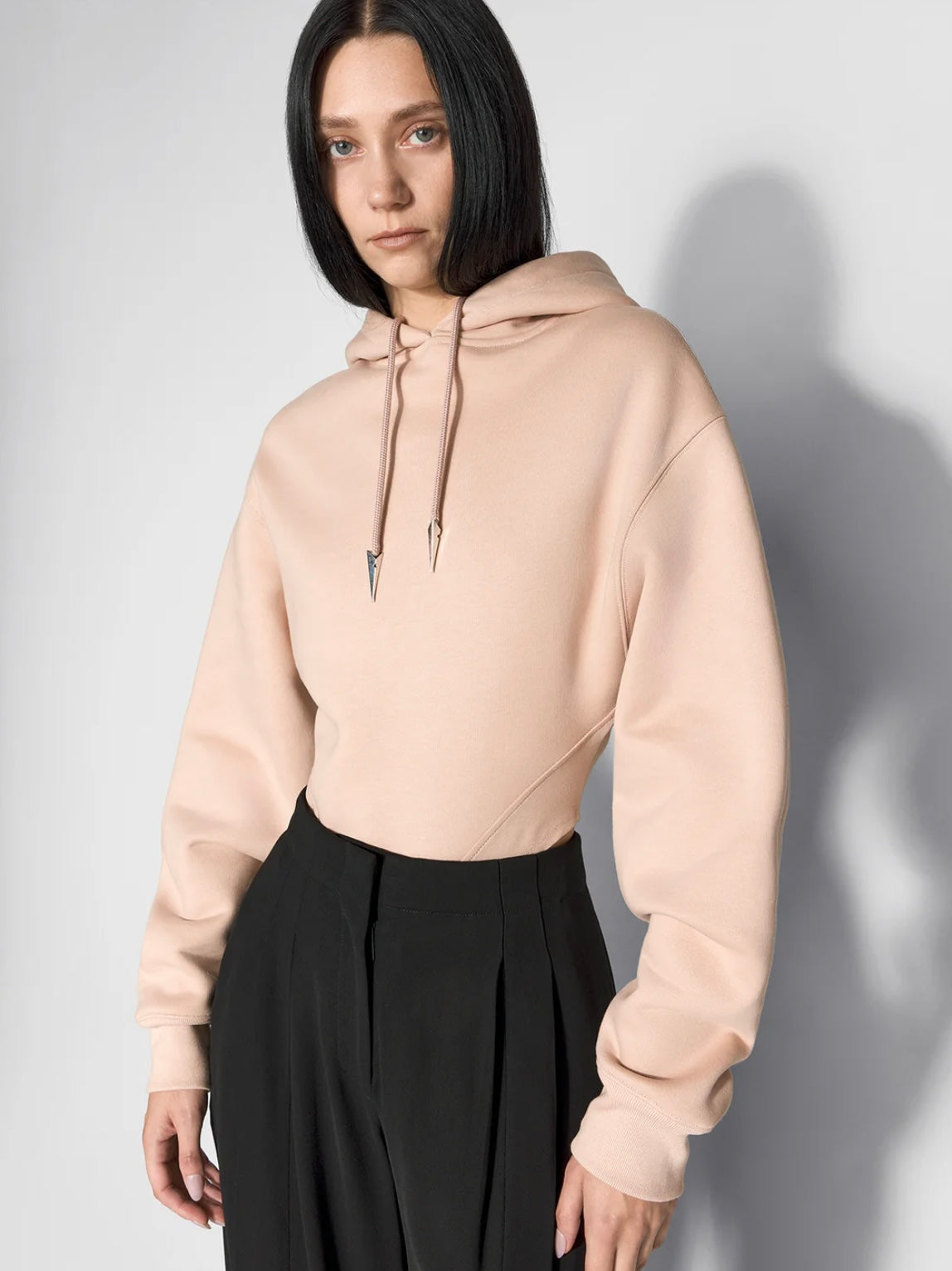 BEIGE FLEECE HOODIE BODYSUIT