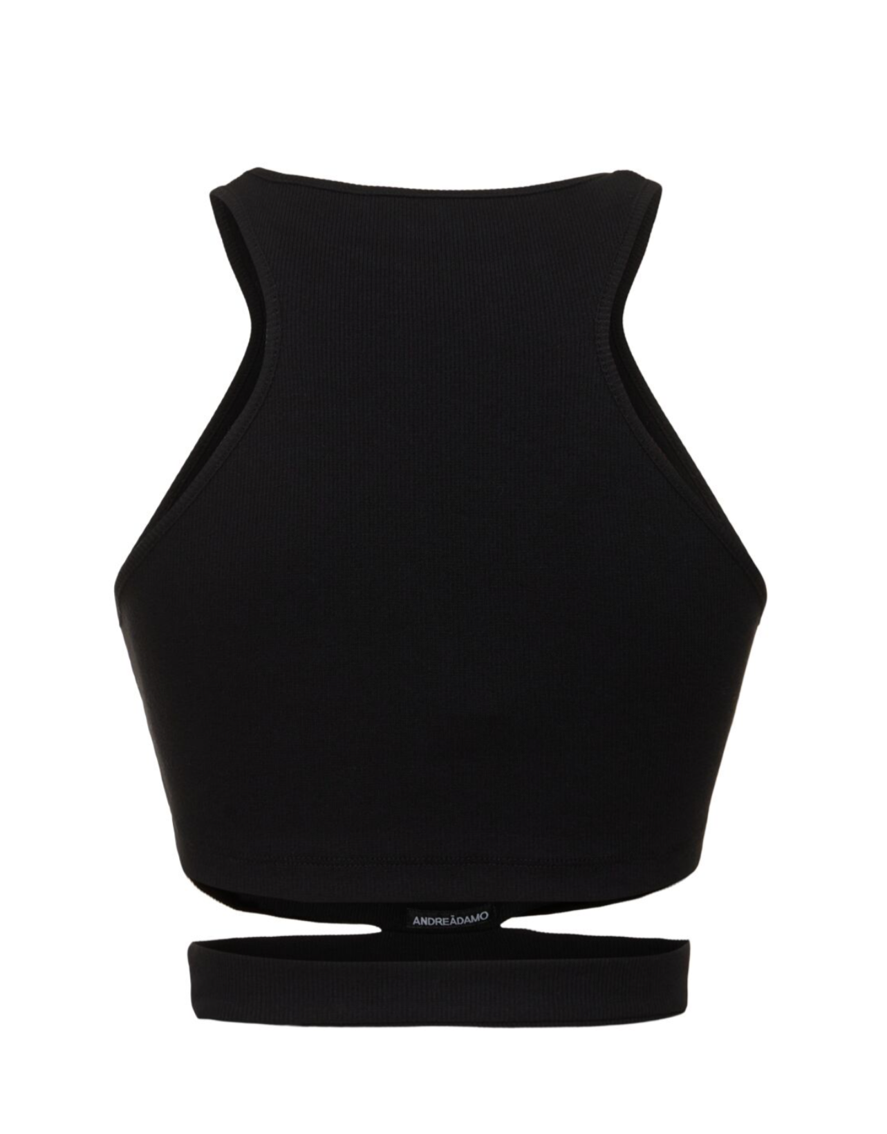 BLACK RIBBED COTTON JERSEY CROP TOP