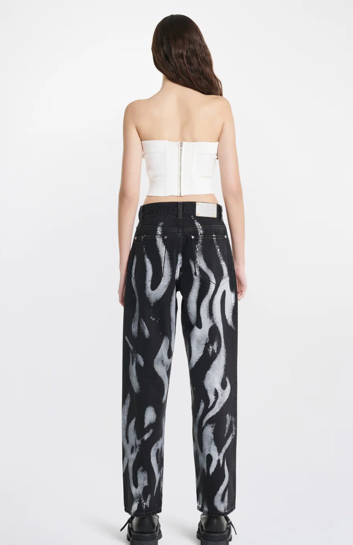 FLAME PRINT BLACK JEAN