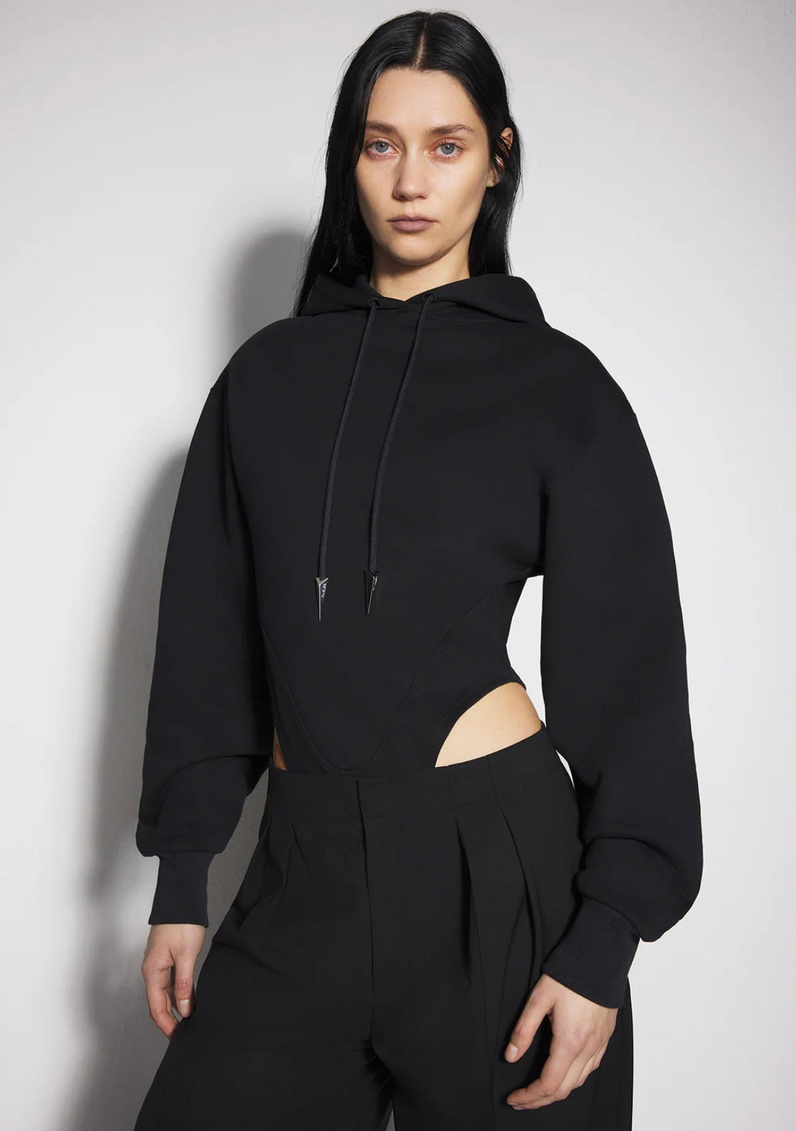 BLACK FLEECE HOODIE BODYSUIT