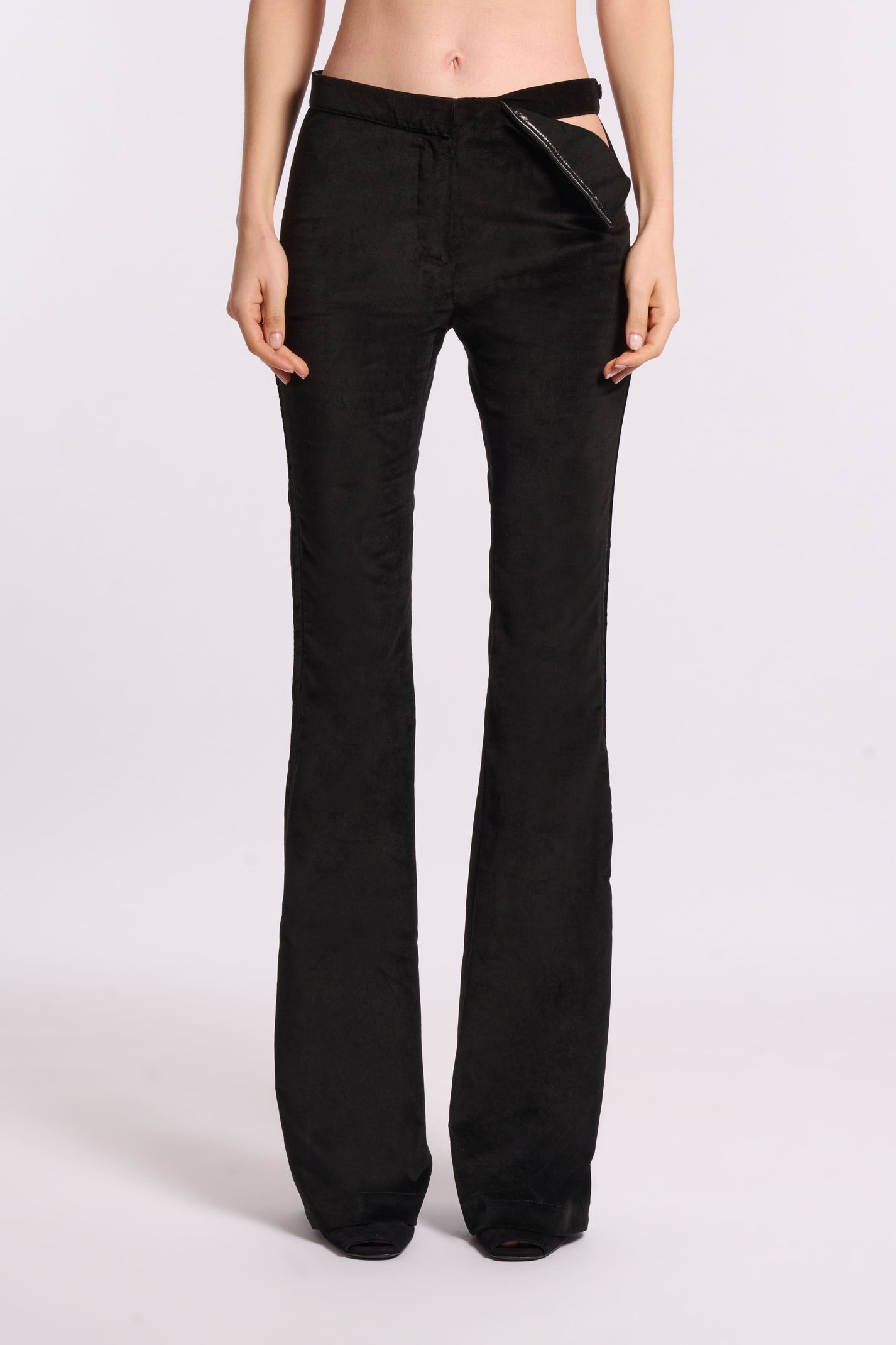 FLANNEL CUT-OUT FLARE PANTS