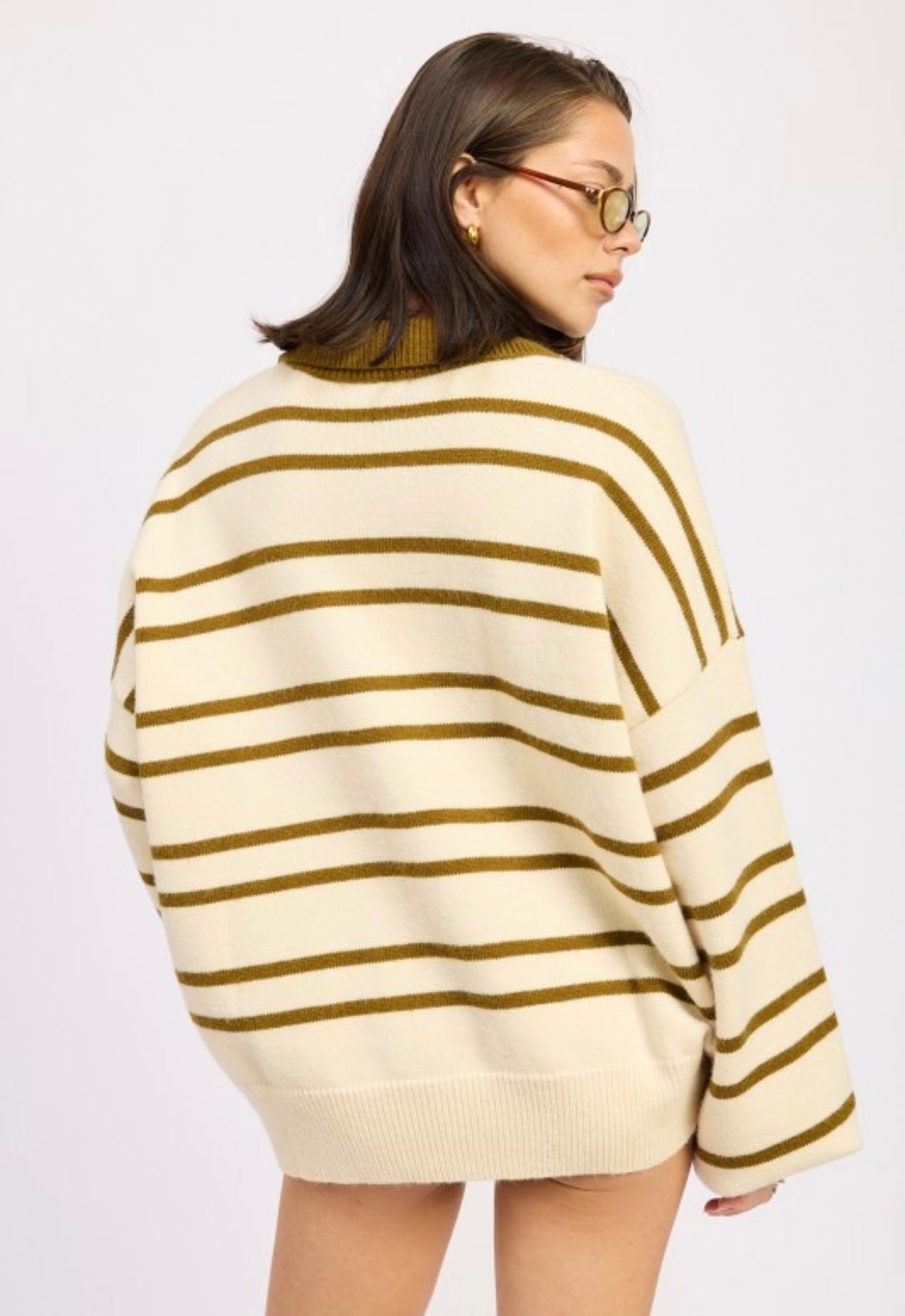 OLIVE STRIPED CARDIGAN