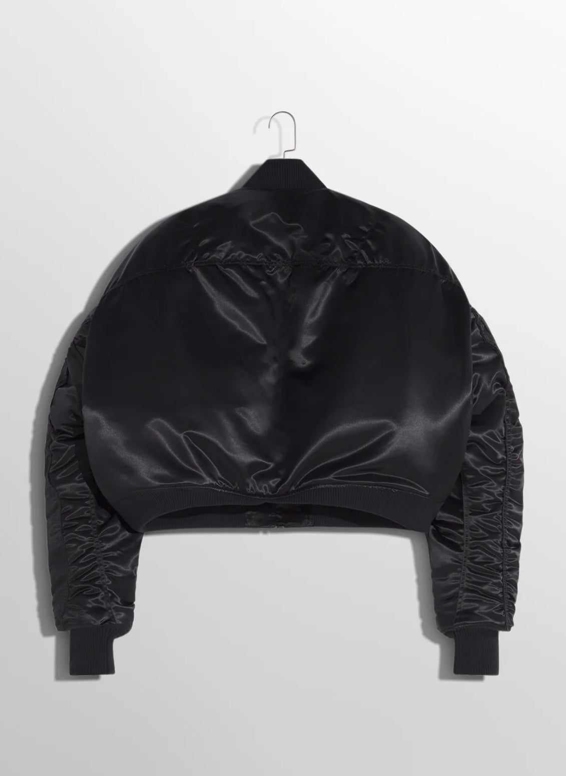 BLACK SATINY BOMBER JACKET
