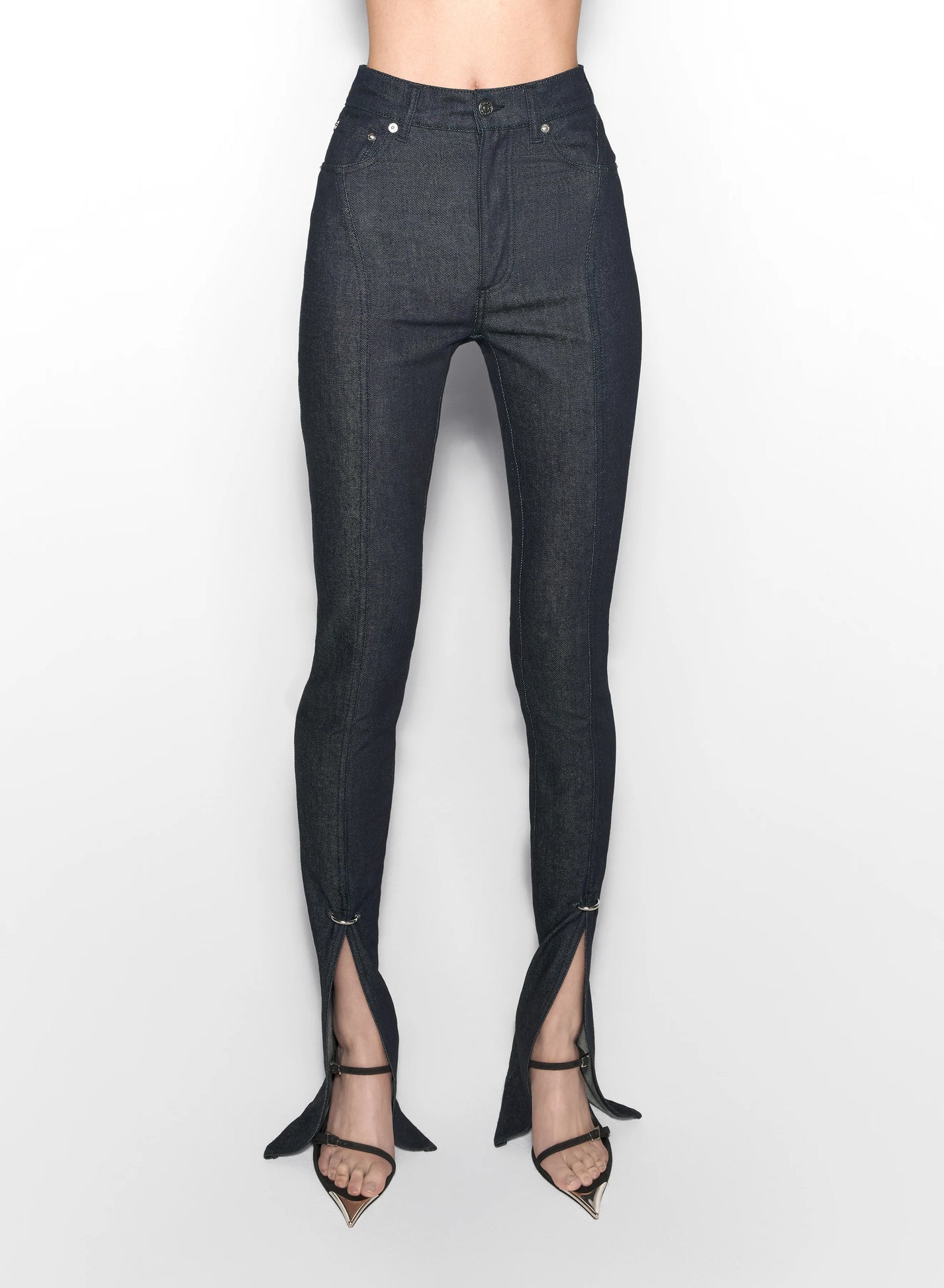 PIERCED RAW DENIM PANTS