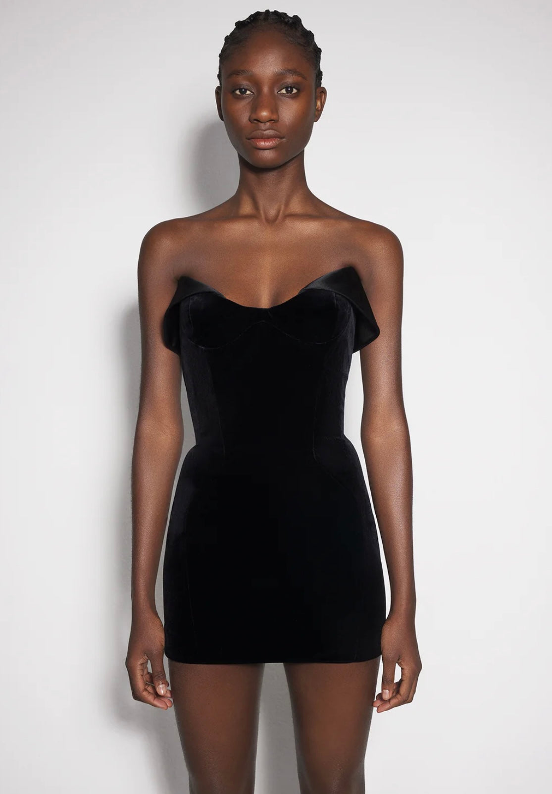 BLACK VELVET/SATIN MINI DRESS