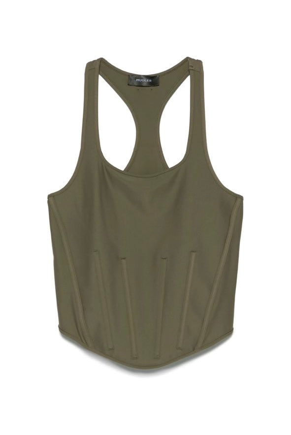 KHAKI CORSETED TANK TOP