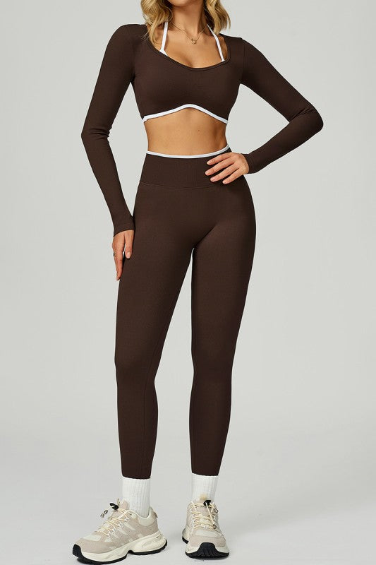 BLAIR LONG SLEEVE BROWN SET