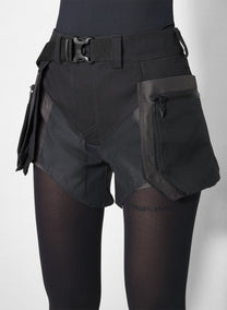 BLACK/GREY TECHNICAL FABRIC CARGO SHORTS