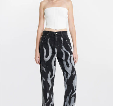 FLAME PRINT BLACK JEAN