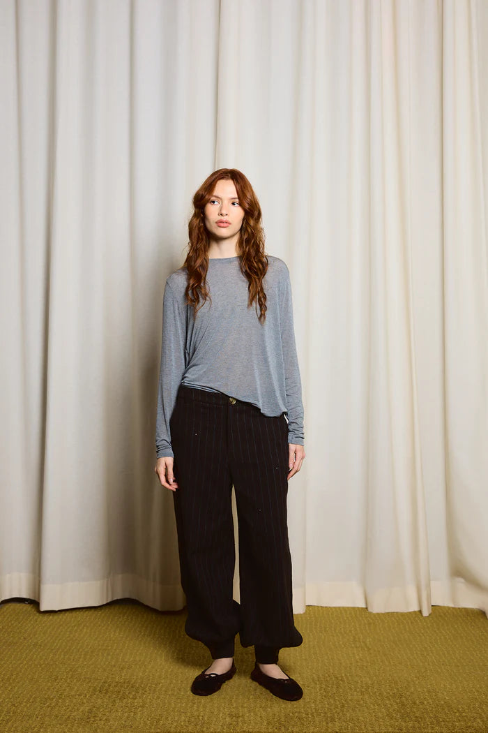 SEQUIN-STRIPPED BAGGY PANTS