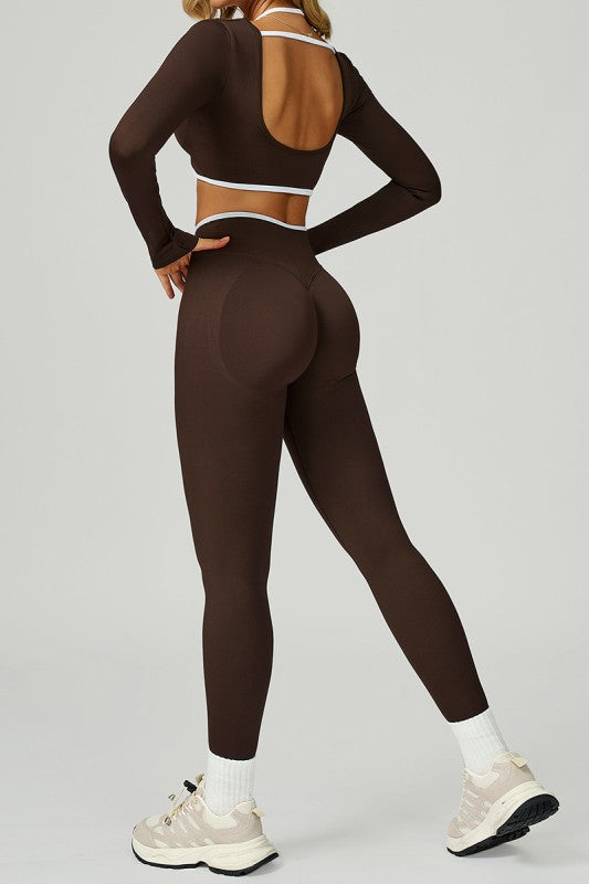 BLAIR LONG SLEEVE BROWN SET