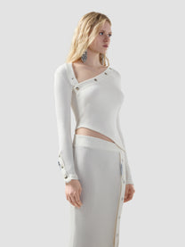 GCDS RIBBED SNAP LONGSLEEVES TOP