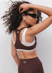UNITY SPORTS BRA IN MAHOGANY &amp; WHISPER WHITE