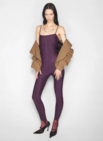 BURGUNDY BONNED STRETCH CATSUIT