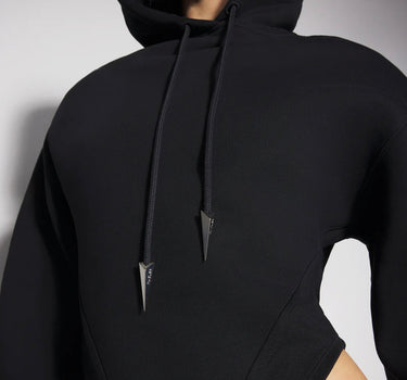 BLACK FLEECE HOODIE BODYSUIT