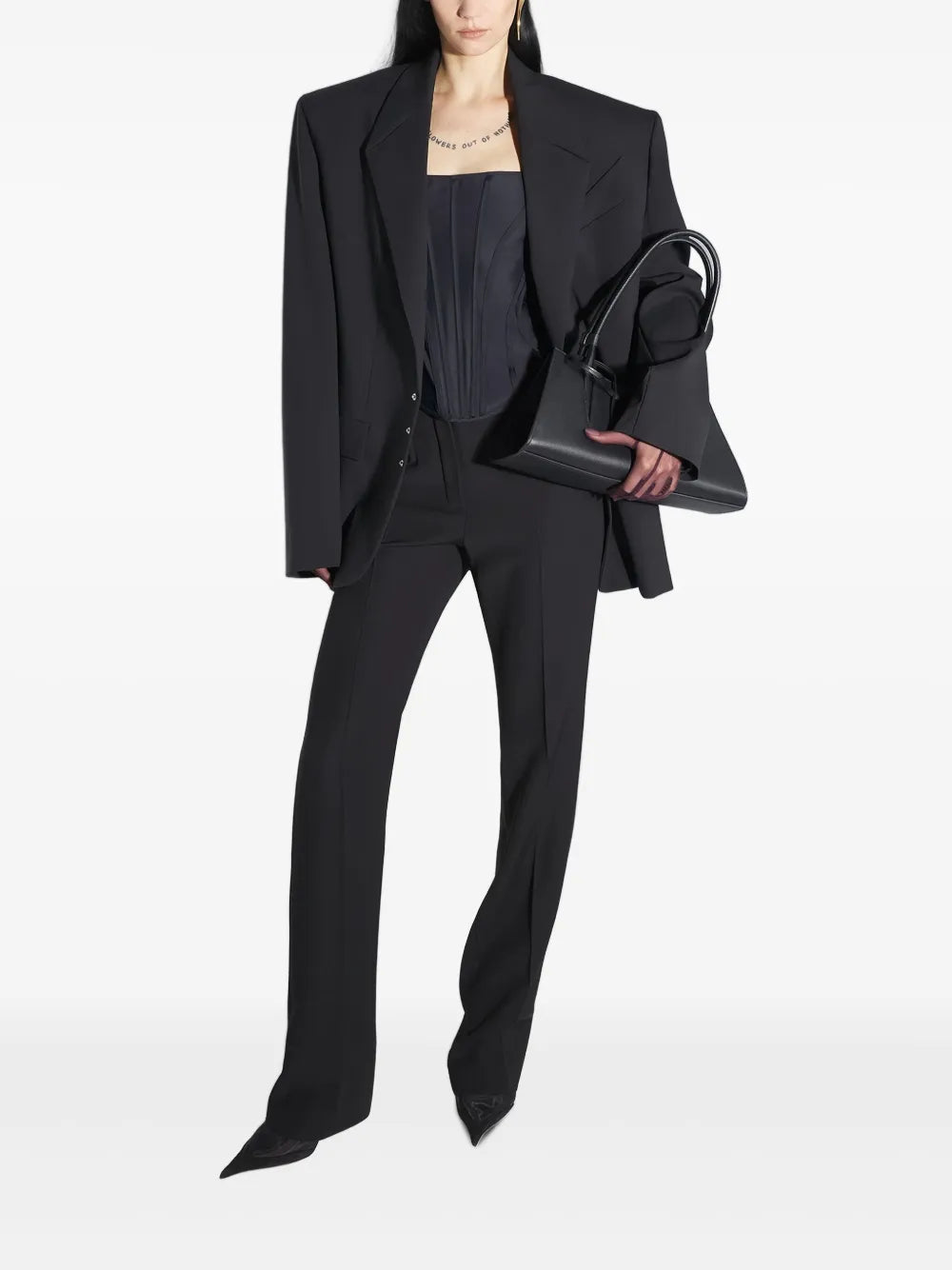 BLACK CORSETED TANK TOP