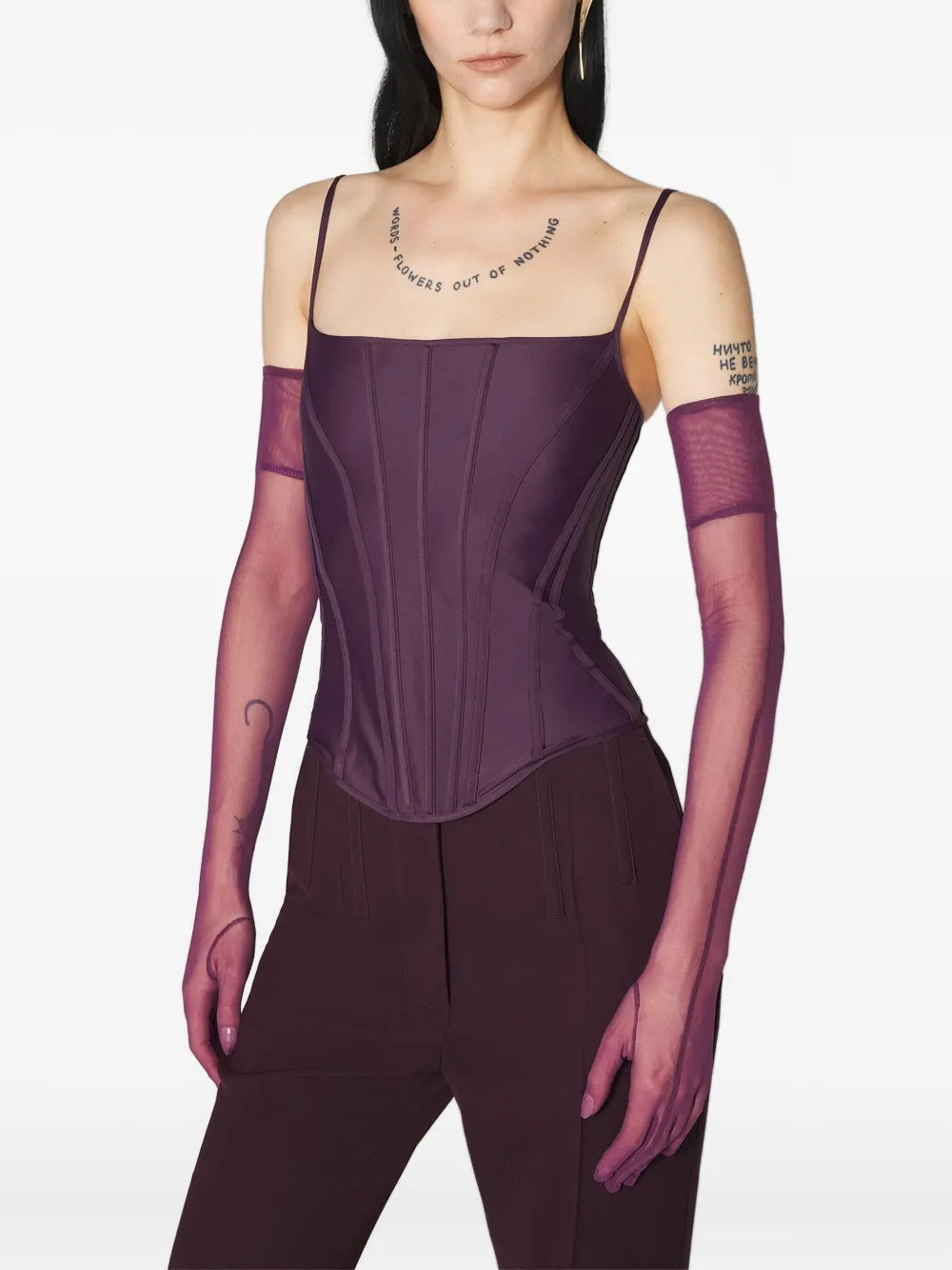 DARK RAISIN CORSETED TANK TOP