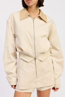 DOUBLE LAYERED LIGHT BEIGE JACKET