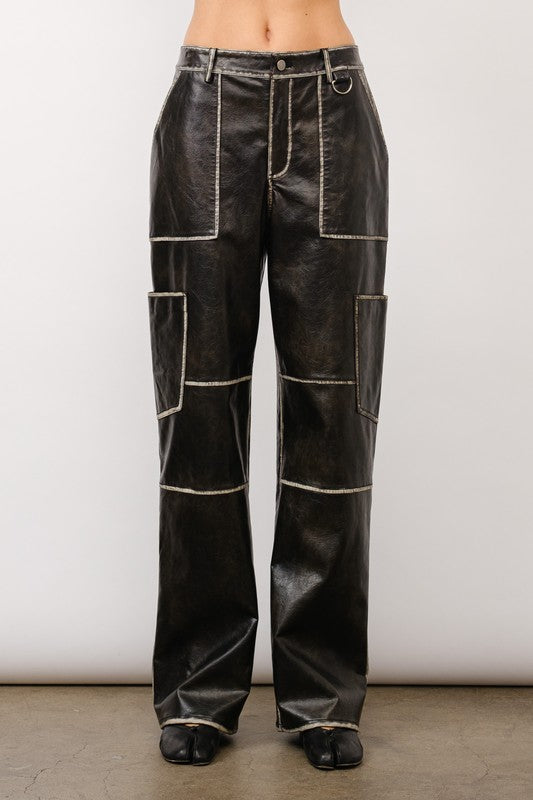 TAMIA DISTRESSED LEATHER PANT
