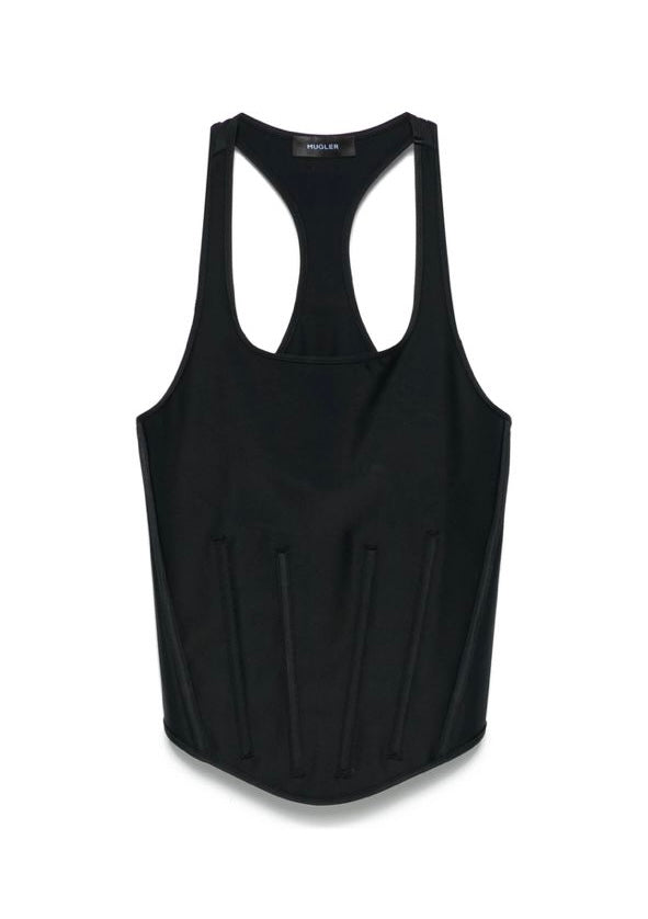 BLACK CORSETED TANK TOP