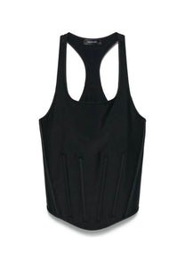 BLACK CORSETED TANK TOP