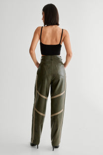 OLIVE PU TROUSER