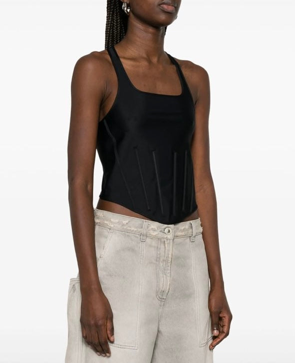 BLACK CORSETED TANK TOP