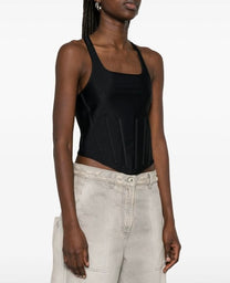 BLACK CORSETED TANK TOP