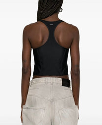 BLACK CORSETED TANK TOP