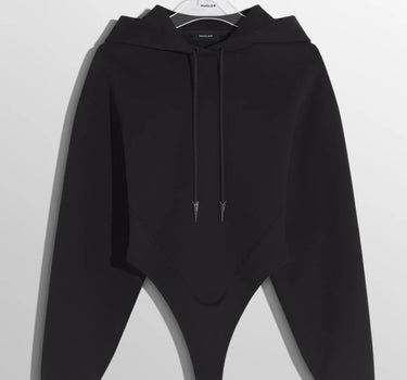 BLACK FLEECE HOODIE BODYSUIT