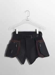 BLACK/BROWN TECHNICAL FABRIC CARGO SHORTS