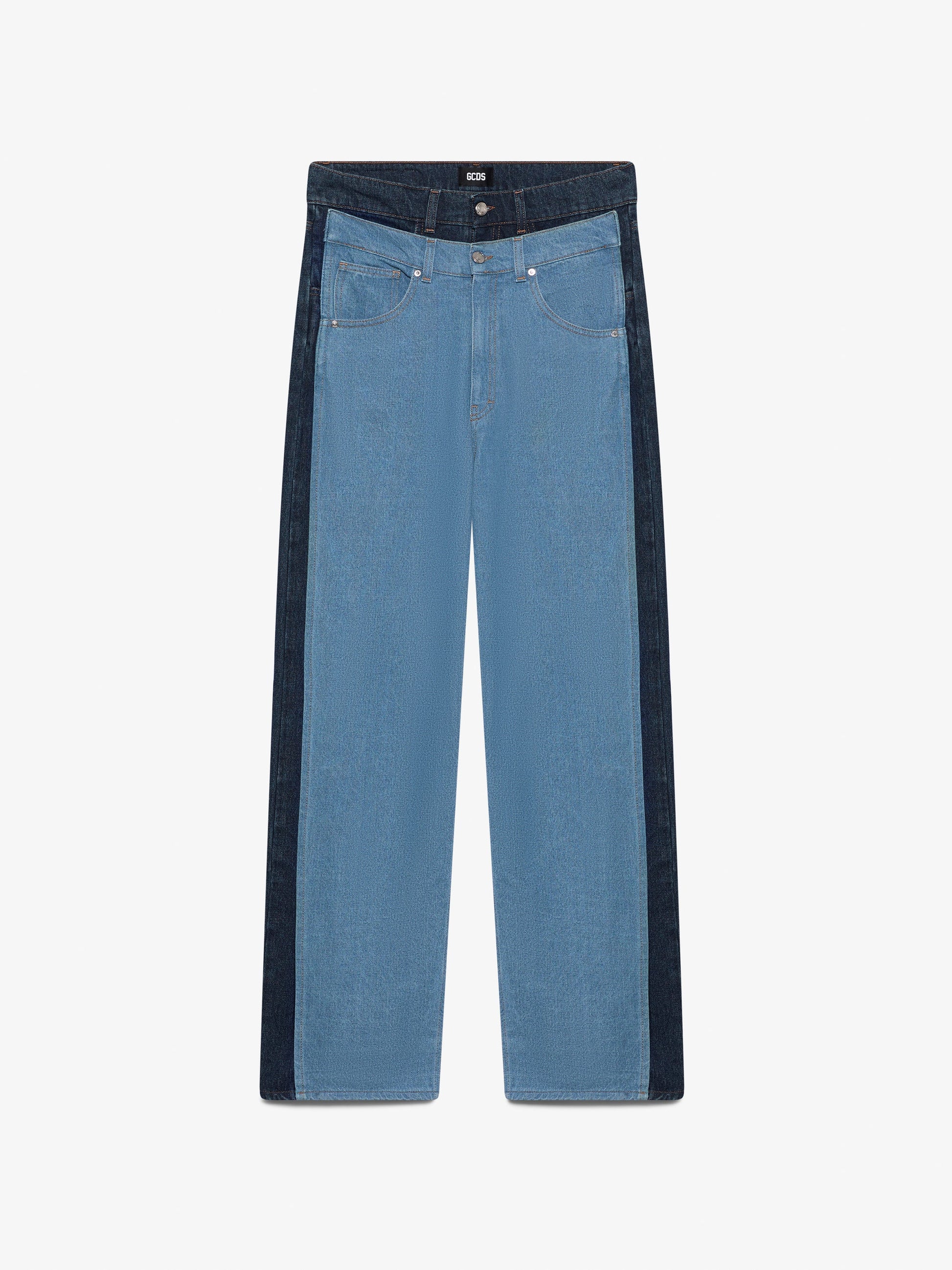 GCDS DENIM LAYERED LOOSE FIT TROUSERS
