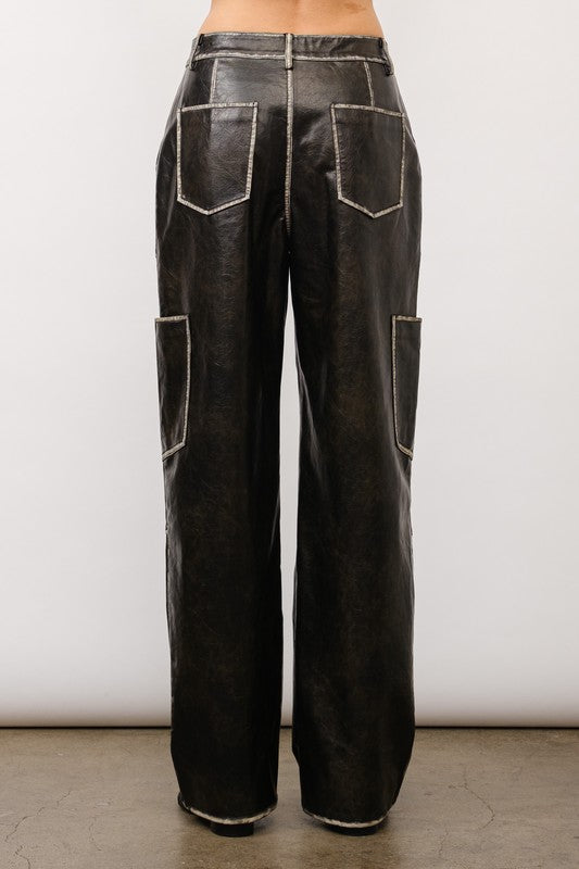 TAMIA DISTRESSED LEATHER PANT