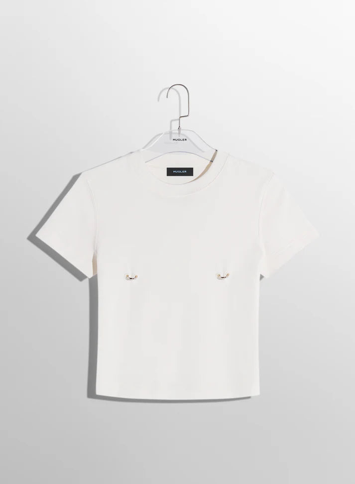WHITE PIERCED BABY T-SHIRT