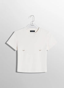 WHITE PIERCED BABY T-SHIRT