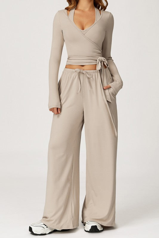 BACKLESS V KHAKI SET