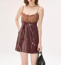 MINI FAUX LEATHER BURG DRESS