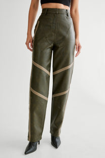 OLIVE PU TROUSER