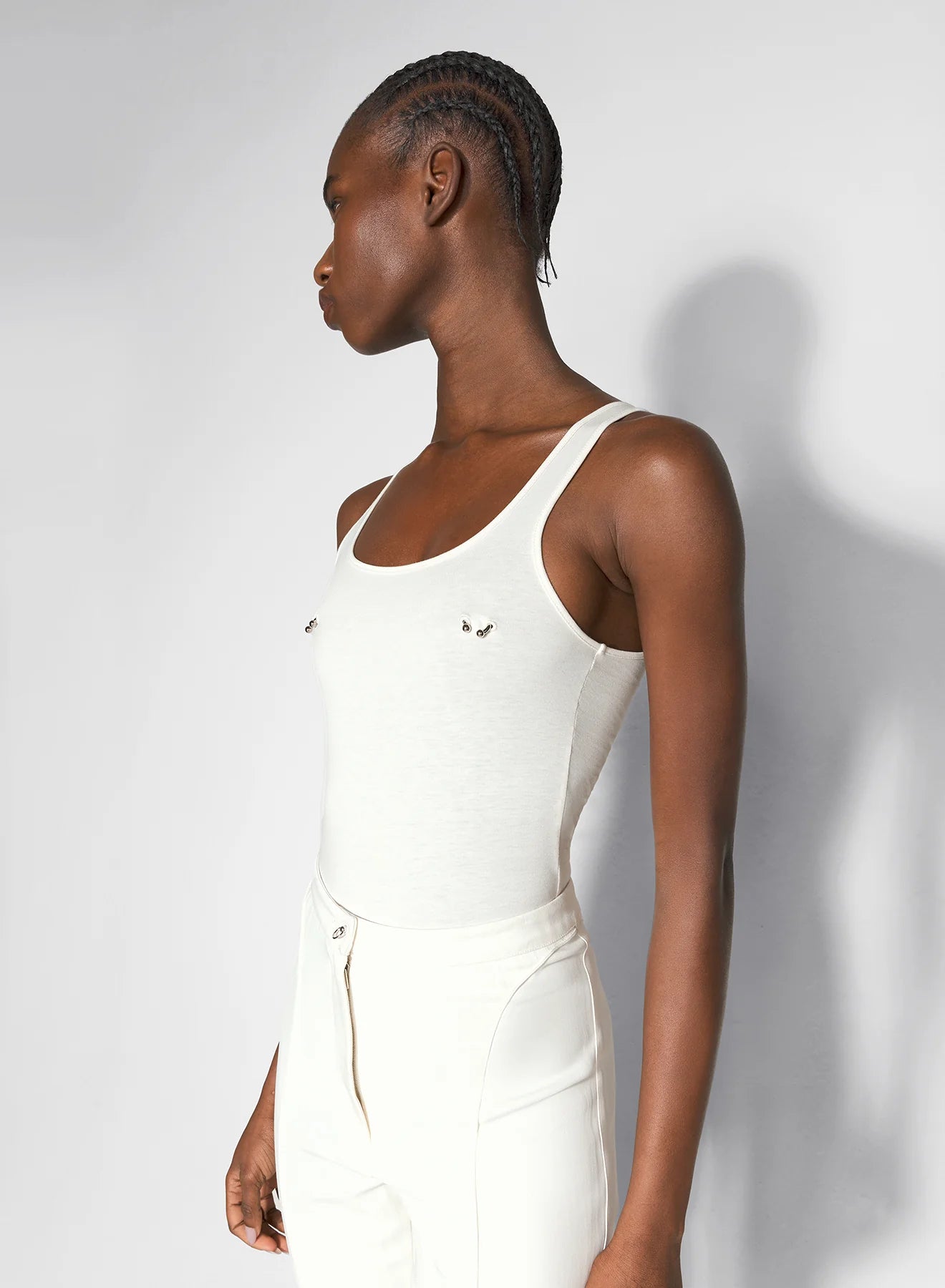 WHITE PIERCED BODYSUIT